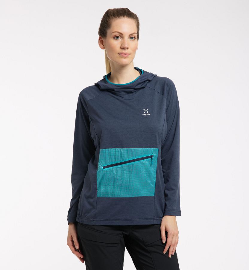 Haglöfs Mirre Mid Layer Blue/Blue For Womens QEKBN0259 Australia